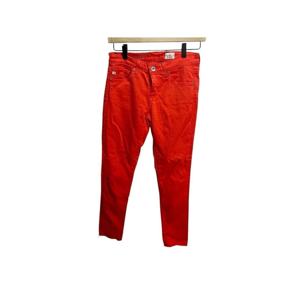AG Adriano Goldschmied The Legging Ankle Jeans Red Raw Hem 24R Stretch‎